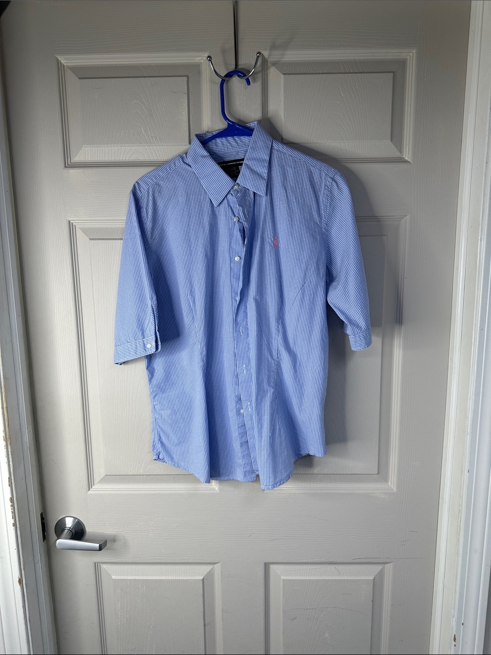 Ralph Lauren Blue gingham Short-Sleeve Button-Down Shirt